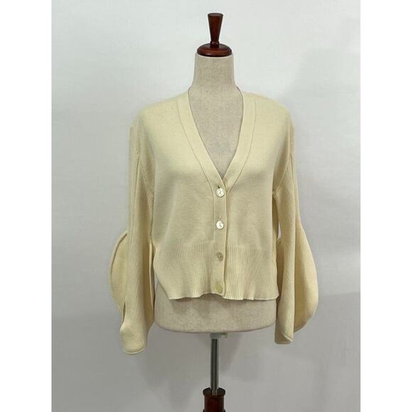 AKIRANAKA Sz 3 M L Ivory Cream Cardigan Sweater Wool Blend Japan - Picture 2 of 11
